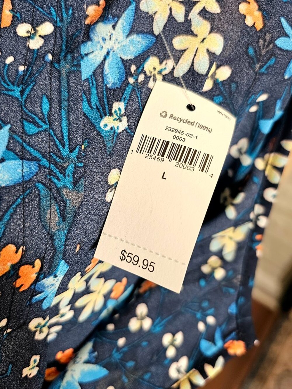 Gap Navy Floral Boho Blouse Size L NWT Long Sleeve Peplum - Picture 10 of 11